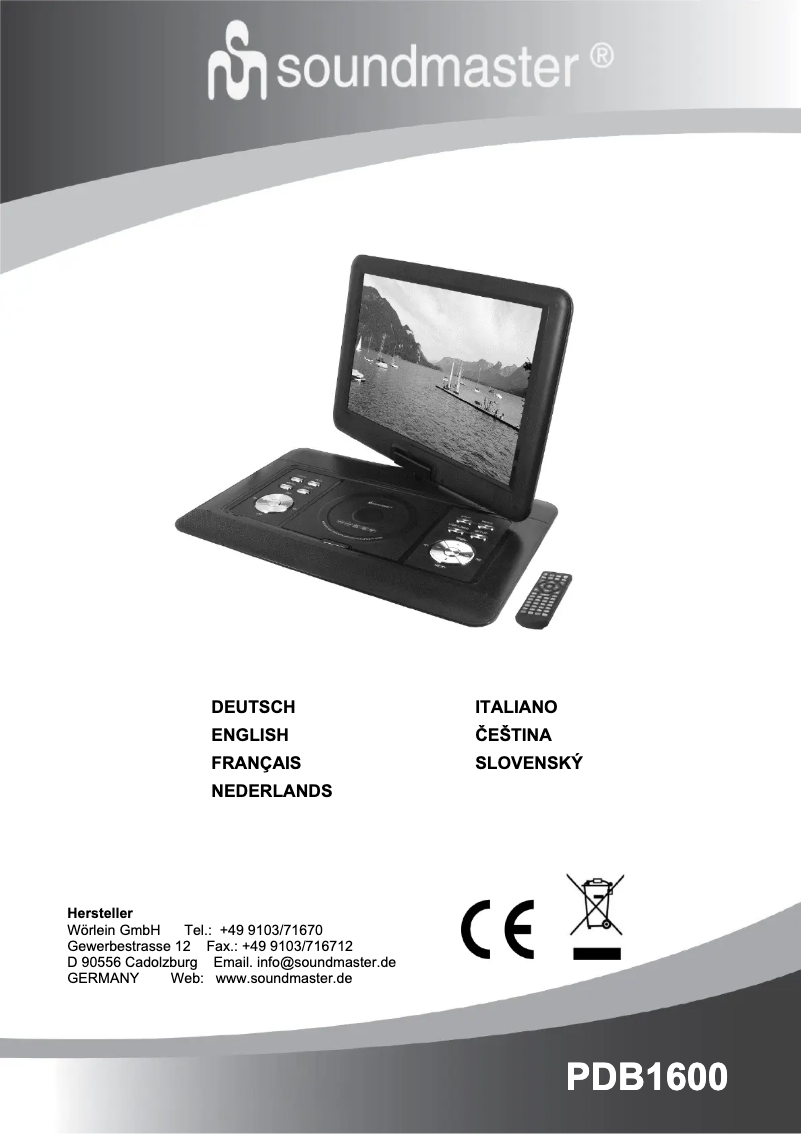 Page n°1 - Manuel utilisateur Soundmaster PDB1600