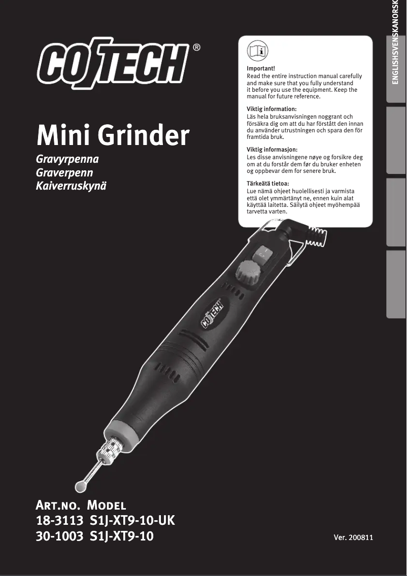 Page 1 de la notice Manuel utilisateur Cotech S1J-XT9-10