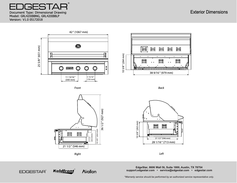 Page 1 de la notice Fiche technique EdgeStar GRL420IBBLP