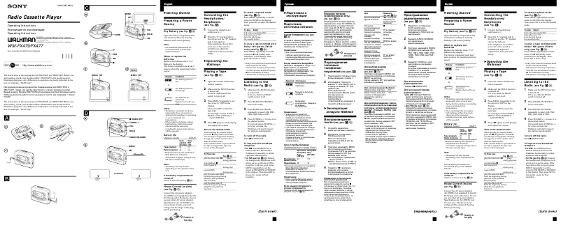 Page 1 de la notice Manuel utilisateur Sony WM-FX477