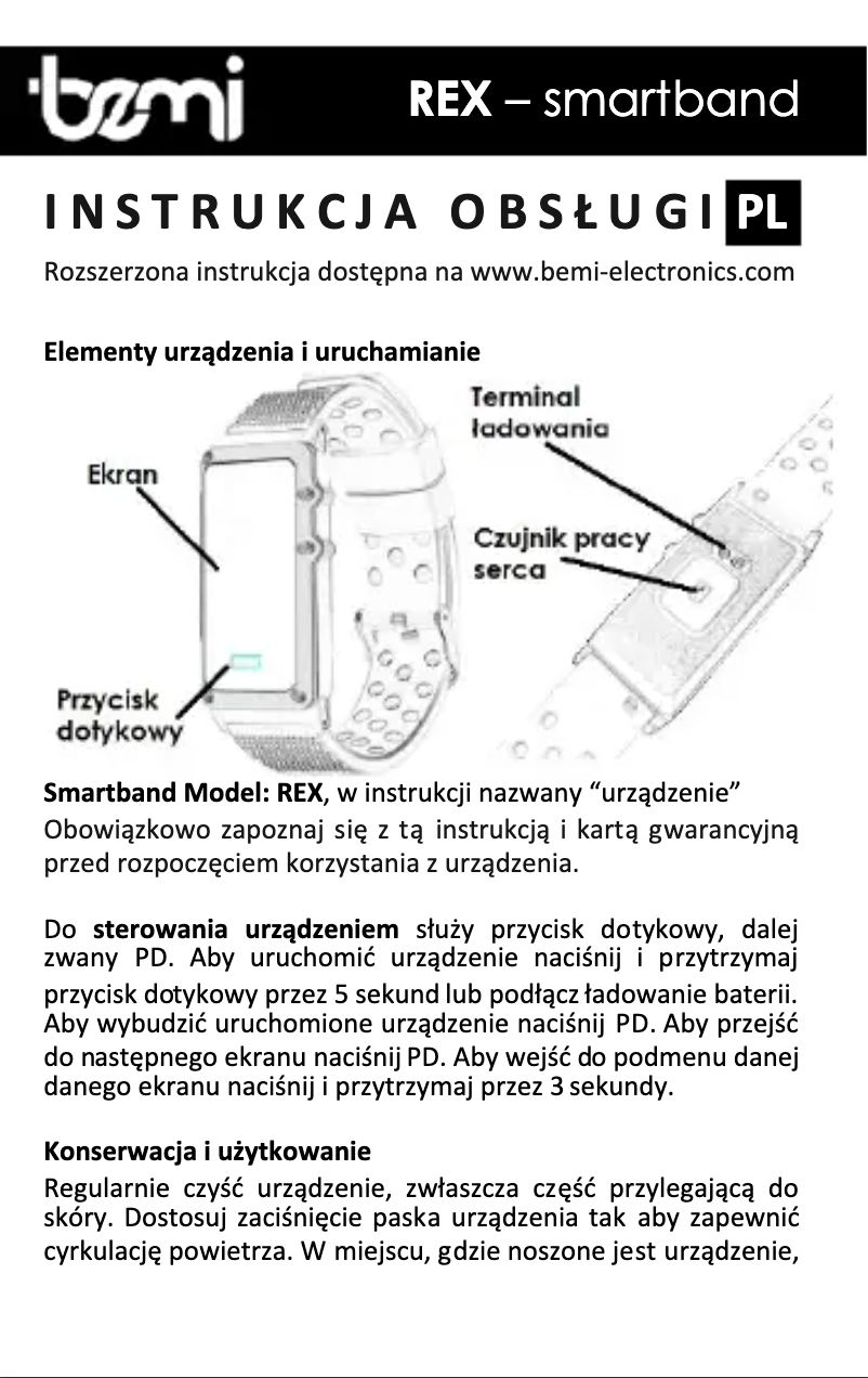 Page 1 de la notice Manuel utilisateur BEMI REX