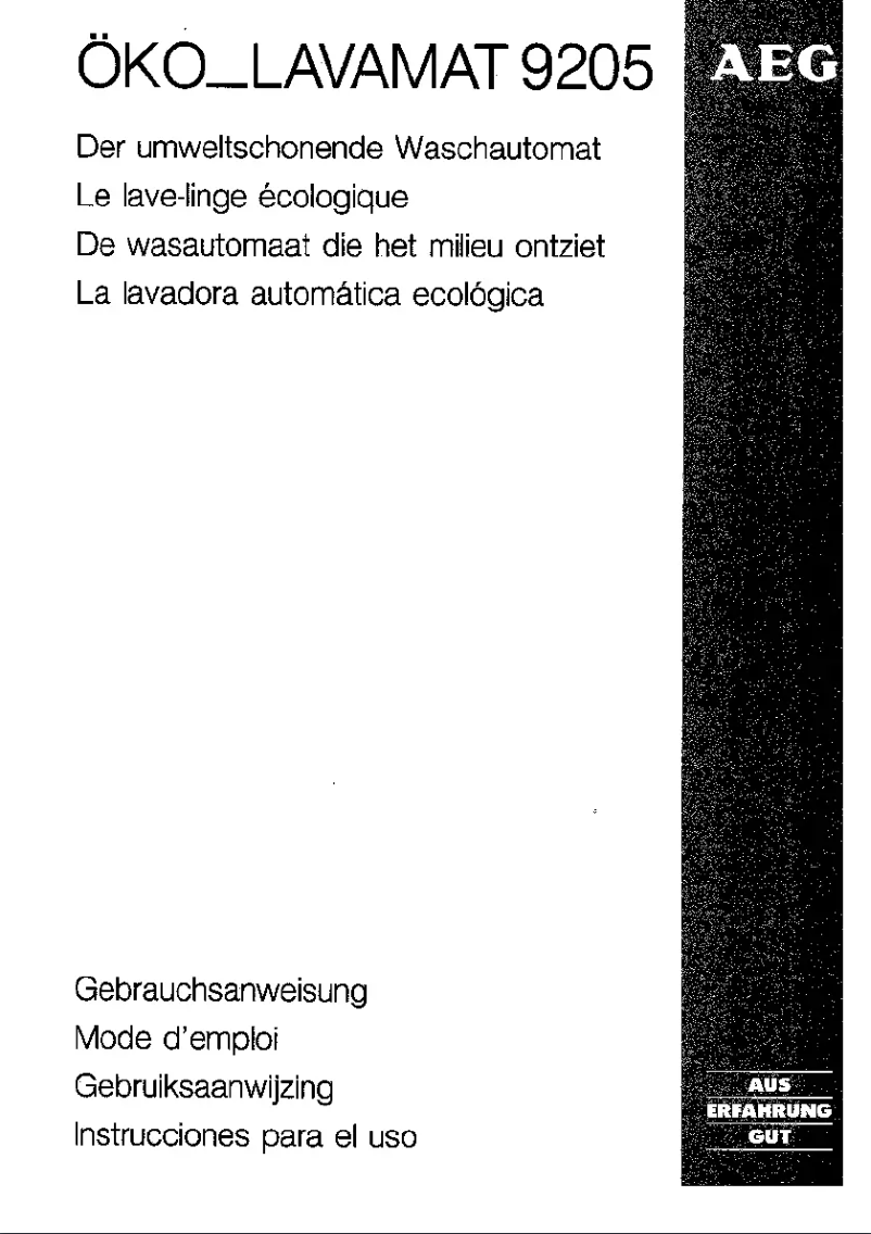 Page n°1 - Manuel utilisateur AEG Lavamat 9205