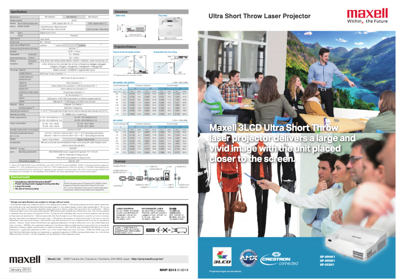 Page 1 de la notice Brochure Hitachi MP-AW4001