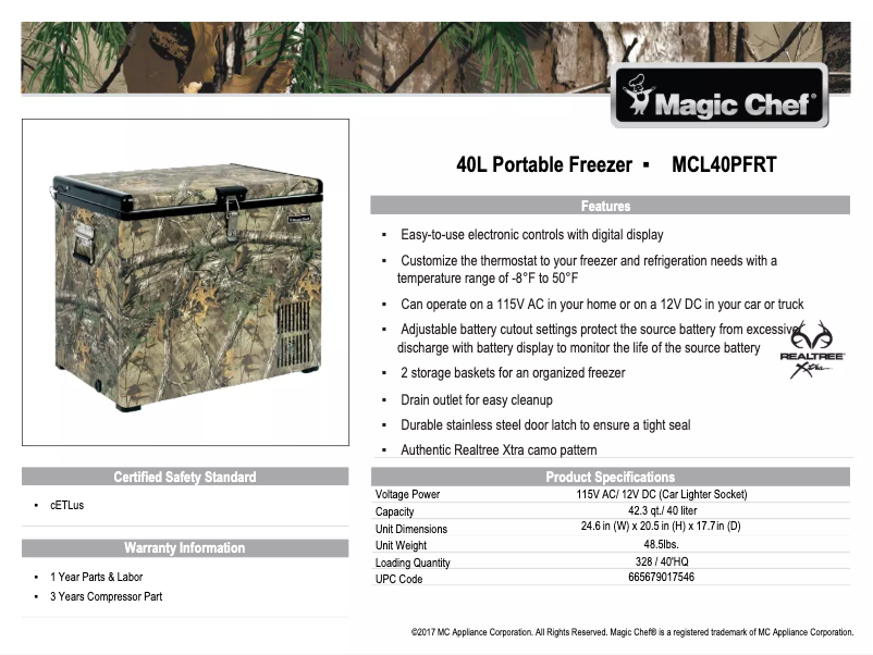 Imagen de la primera página del manual del dispositivo MCL40PFRT