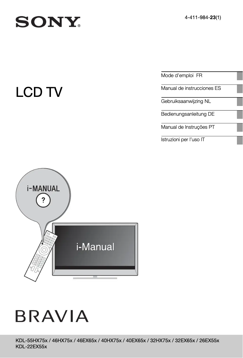 Page 1 de la notice Manuel utilisateur Sony Bravia KDL-46HX75G