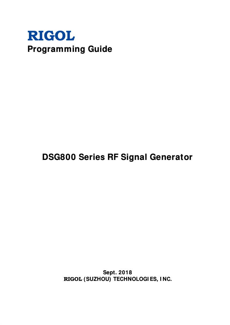 Page 1 de la notice Manuel utilisateur Rigol DSG821A