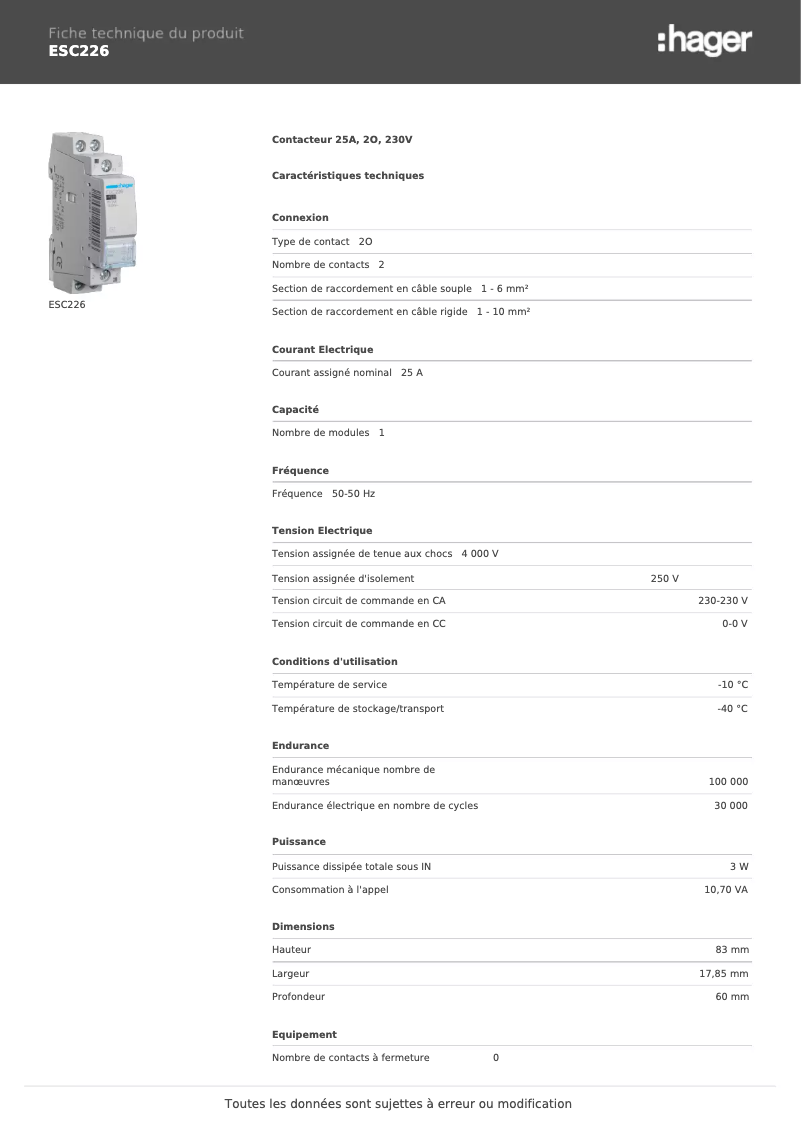Image de la première page du manuel de l'appareil ESC226
