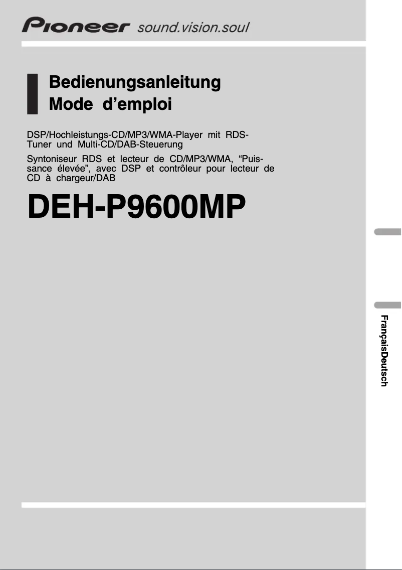 Image de la première page du manuel de l'appareil DEH-P9600MP