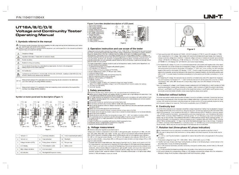 Page 1 de la notice Manuel utilisateur Uni-T UT18D