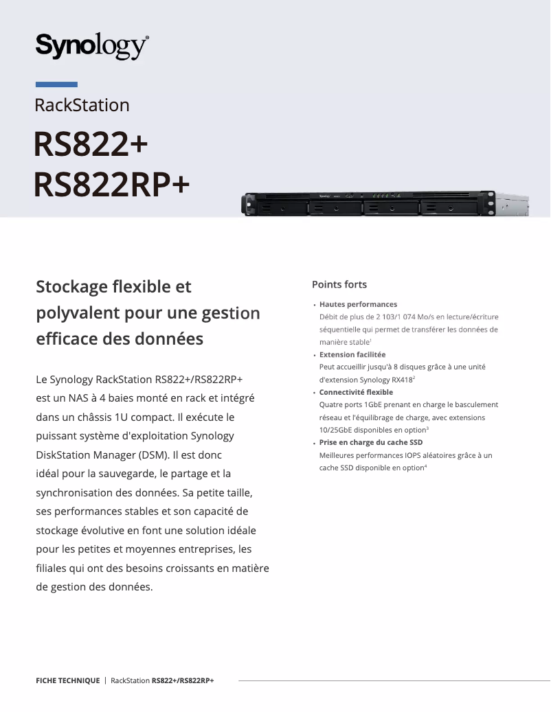 Image de la première page du manuel de l'appareil RS822+