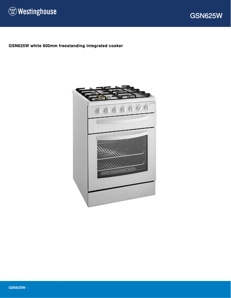 Página 1 del manual Manual de usuario Westinghouse GSN625W