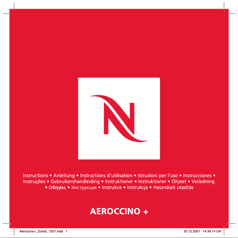 Page 1 de la notice Manuel utilisateur Nespresso Aeroccino Plus