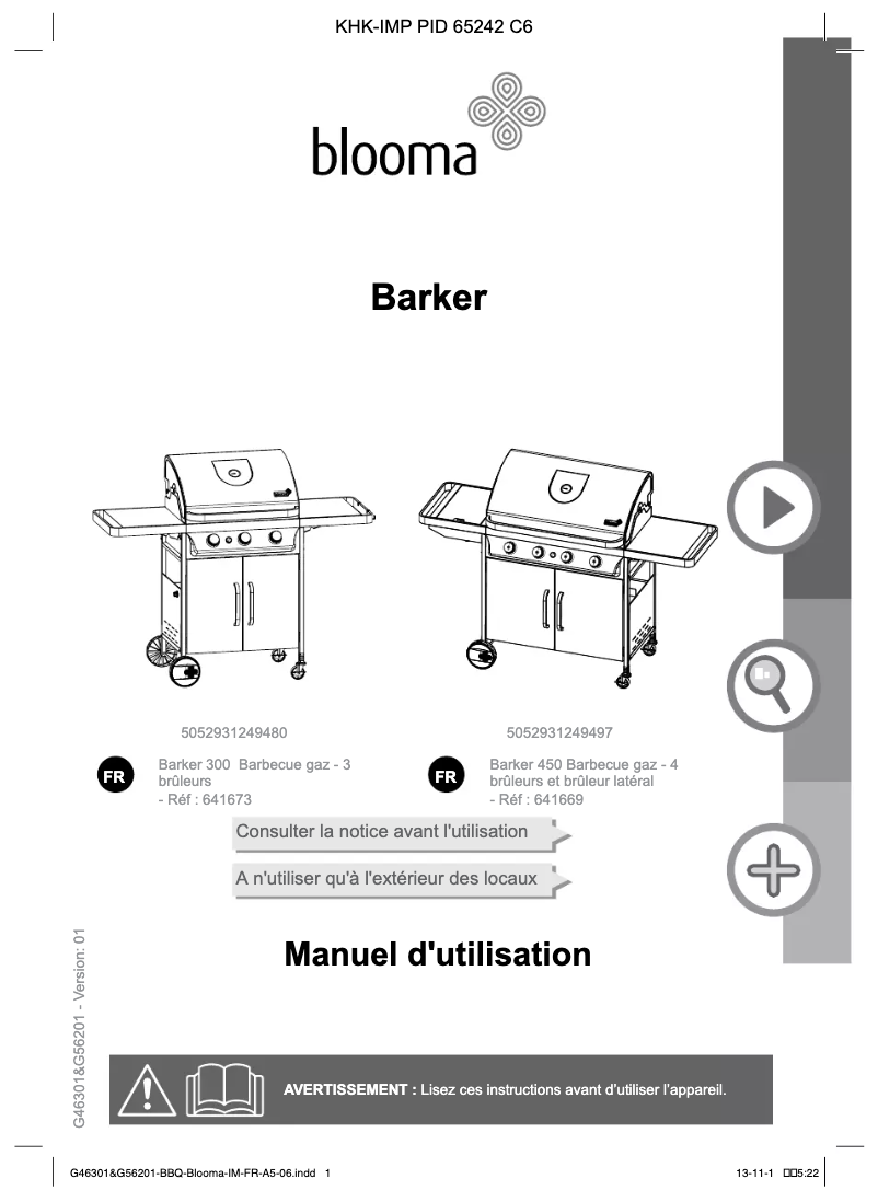 Page n°1 - Manuel utilisateur Blooma Barker