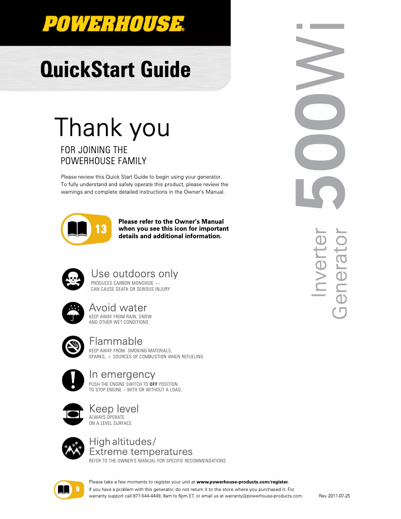 Page 1 de la notice Guide de démarrage rapide Powerhouse 500Wi