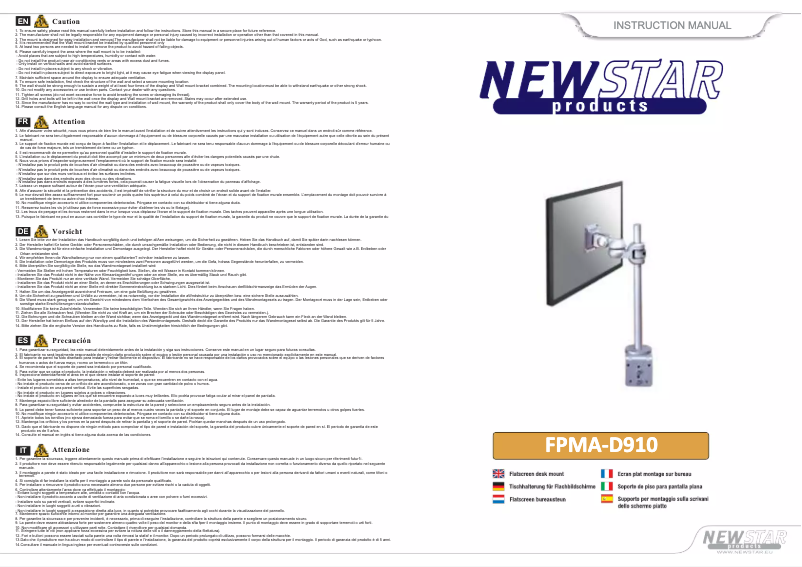 Page 1 de la notice Manuel utilisateur Newstar FPMA-D910