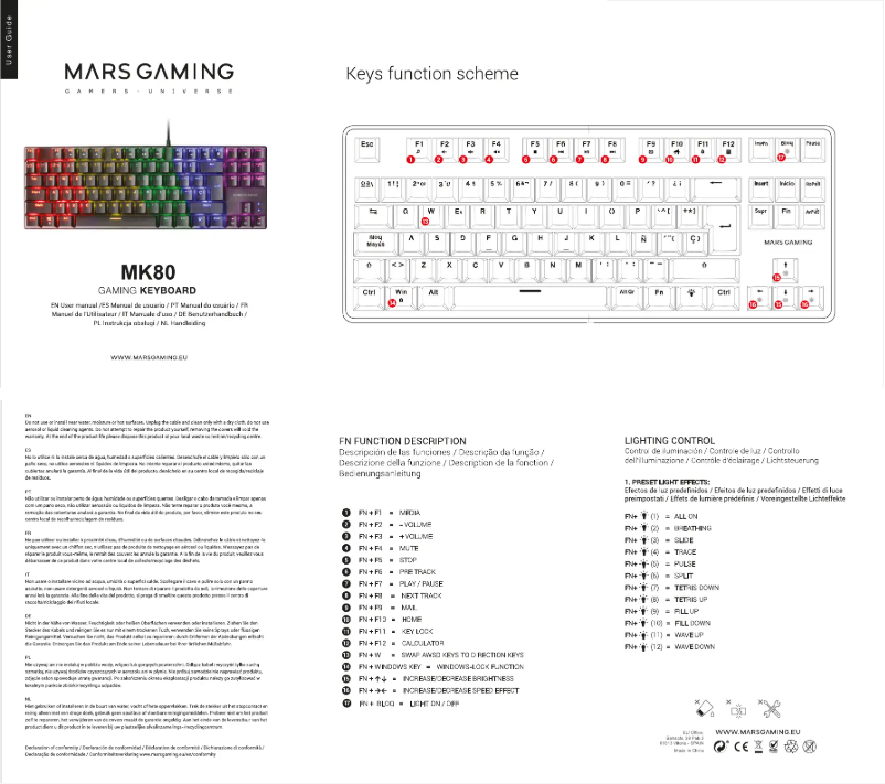 Page n°1 - Manuel utilisateur Mars Gaming MK80