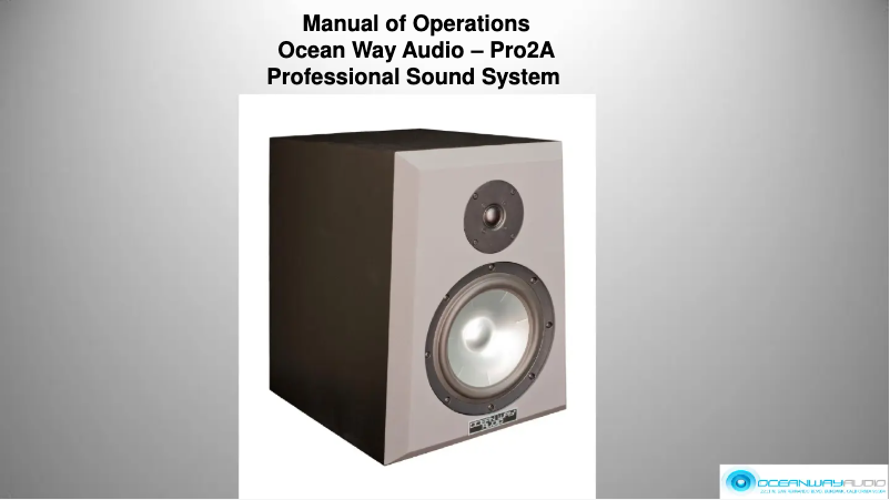 Page n°1 - Manuel utilisateur Ocean Way Audio Pro2A