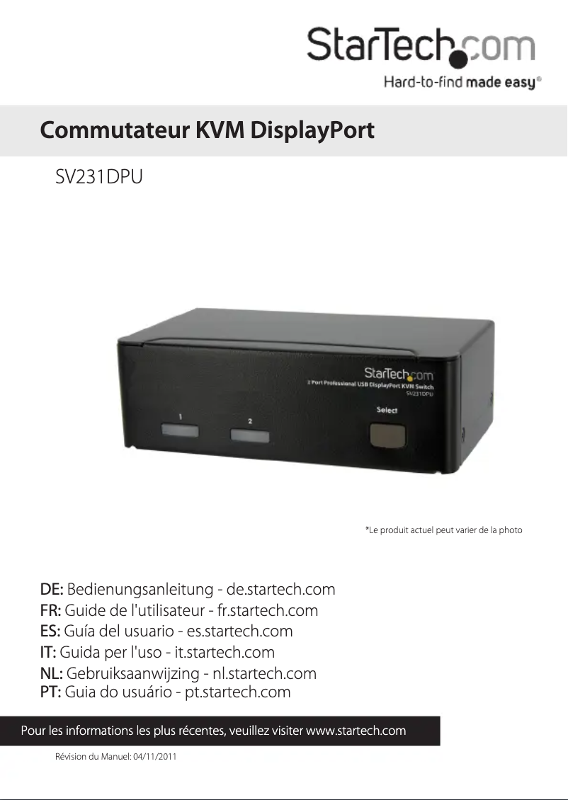 Page n°1 - Manuel utilisateur StarTech.com SV231DPU