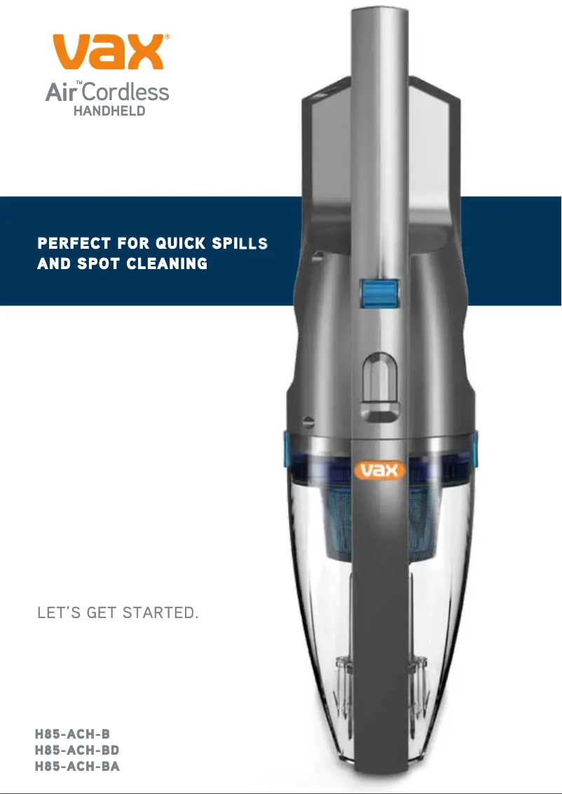 Page n°1 - Manuel utilisateur Vax Air Cordless H85-ACH-BA
