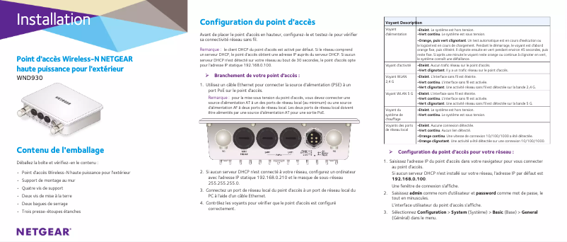 Page 1 de la notice Guide d'installation Netgear WND930