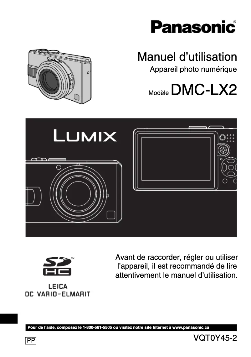 Image de la première page du manuel de l'appareil Lumix DMC-LX2