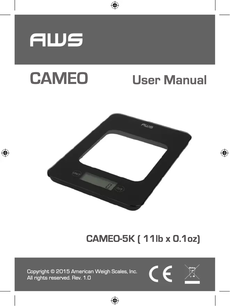 Page 1 of the manual User Manual American Weigh Scales CAMEO-5K