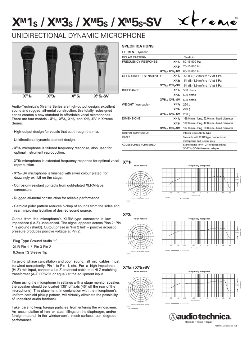 Page n°1 - Manuel utilisateur Audio-Technica XM5S-SV