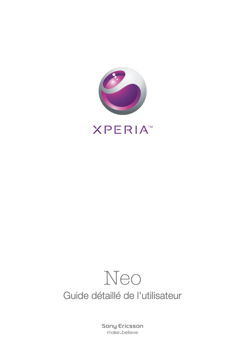 Image de la première page du manuel de l'appareil Xperia Neo