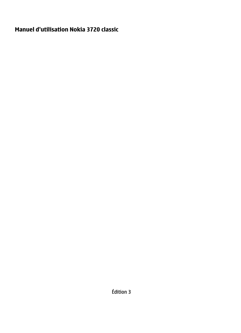 Page 1 de la notice Manuel utilisateur Nokia 3720
