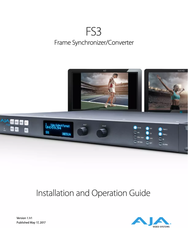 Page 1 de la notice Manuel utilisateur AJA FS3