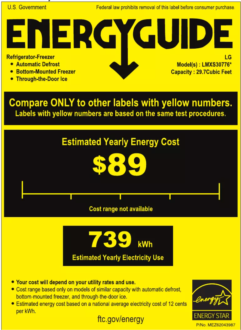 Page n°1 - Label énergétique LG LMXS30776D