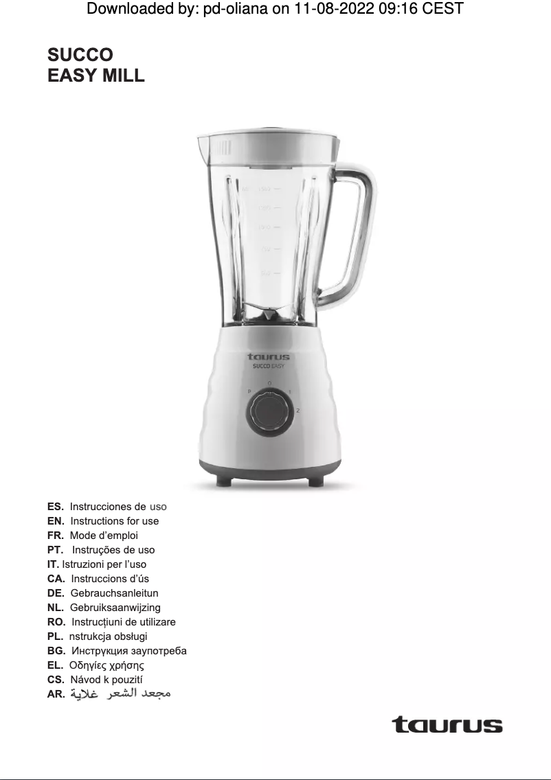 Page n°1 - Manuel utilisateur Taurus Succo Easy Mill