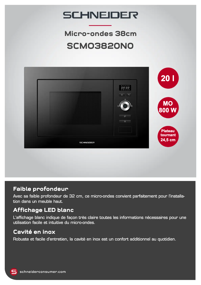 Page 1 de la notice Fiche technique Schneider SCMO3820N0