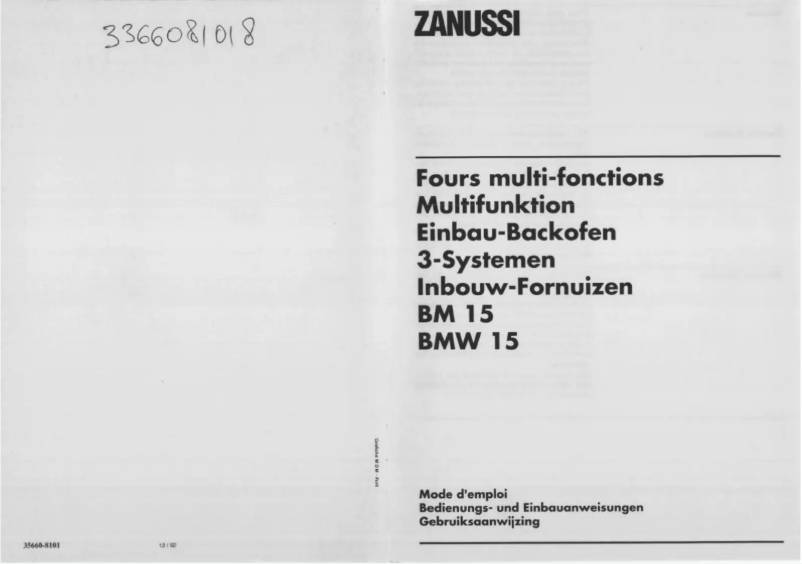 Page 1 de la notice Manuel utilisateur Zanussi BMW 15