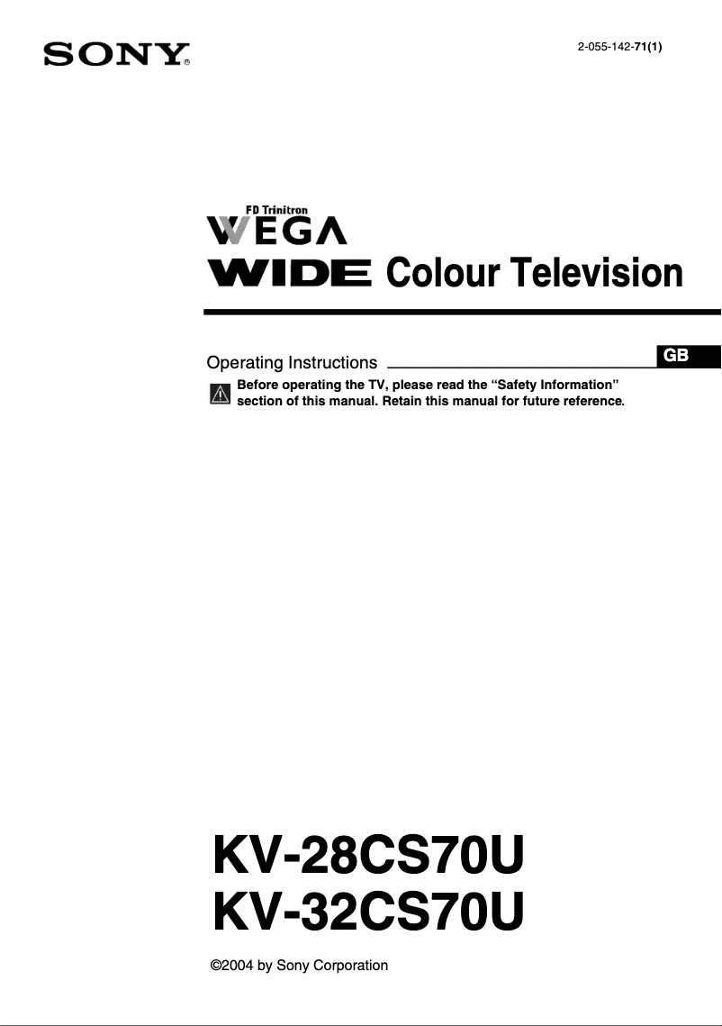 Page 1 de la notice Manuel utilisateur Sony KV-32CS70U