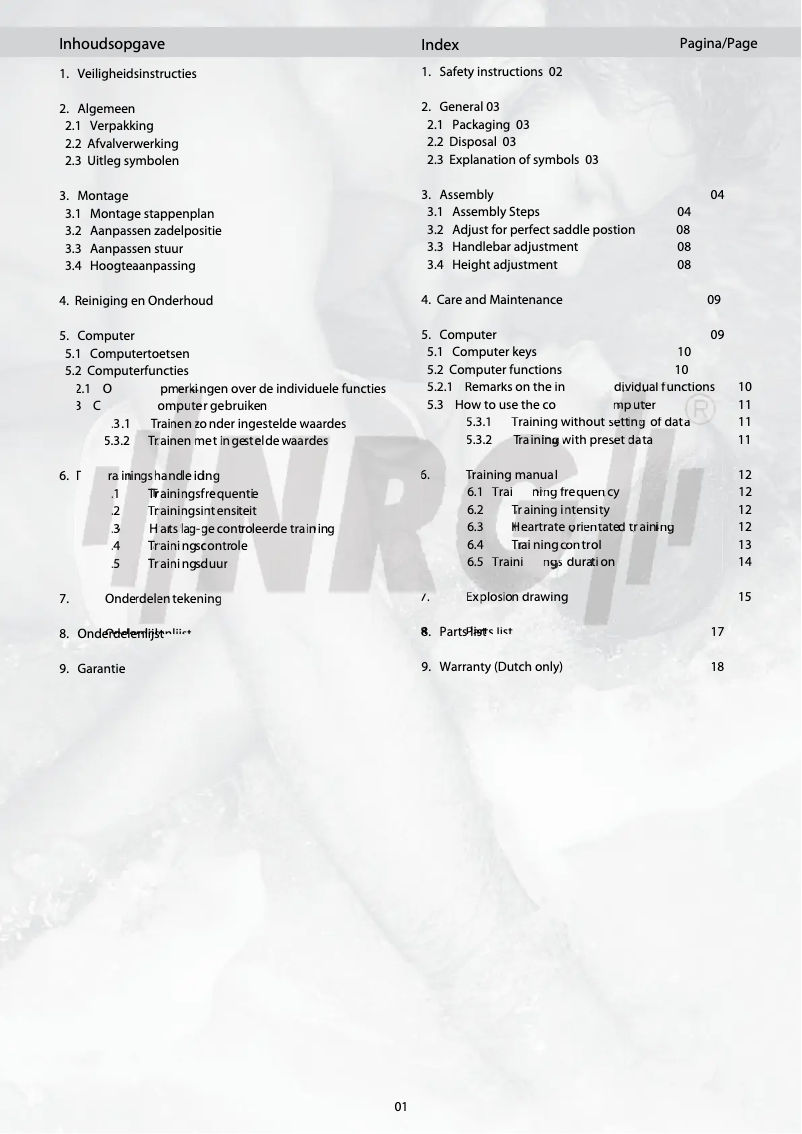 Page 1 de la notice Manuel utilisateur Finnlo Speed Bike CRS