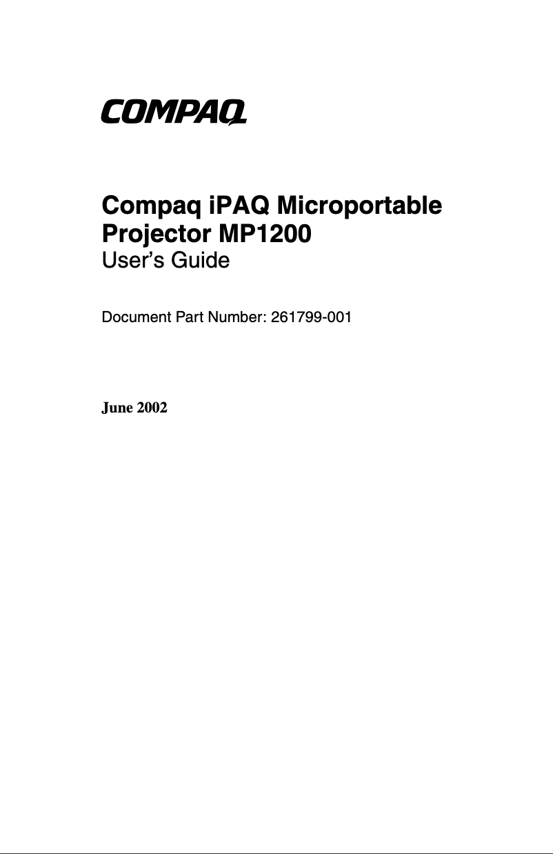 Page 1 de la notice Manuel utilisateur Compaq MP1200 iPAQ