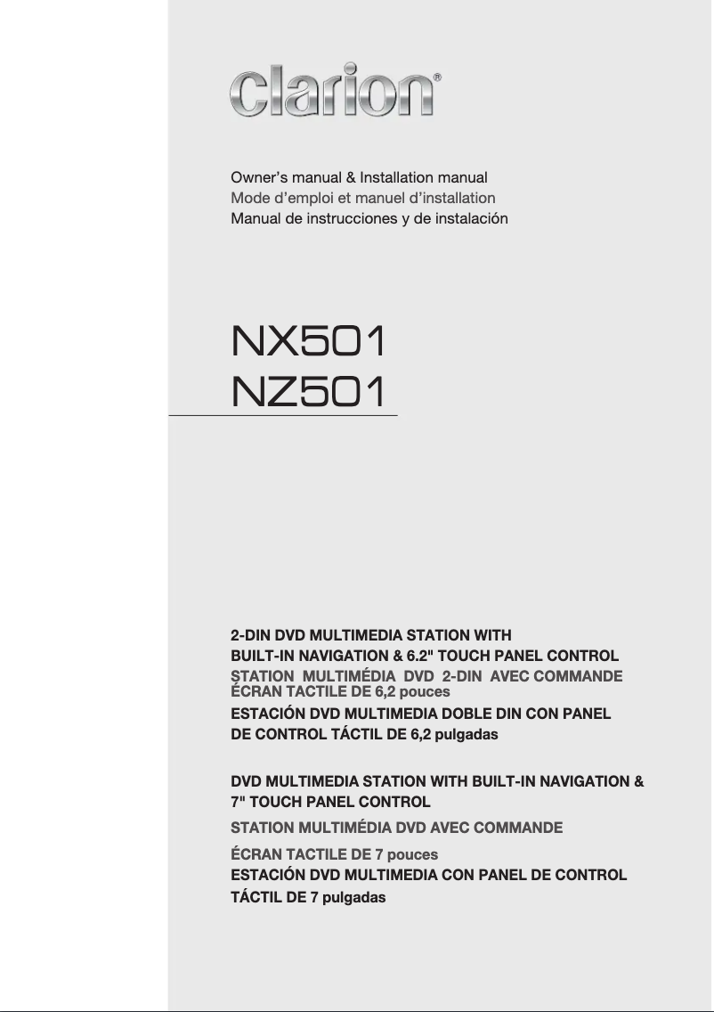 Page 1 de la notice Manuel utilisateur Clarion NX501