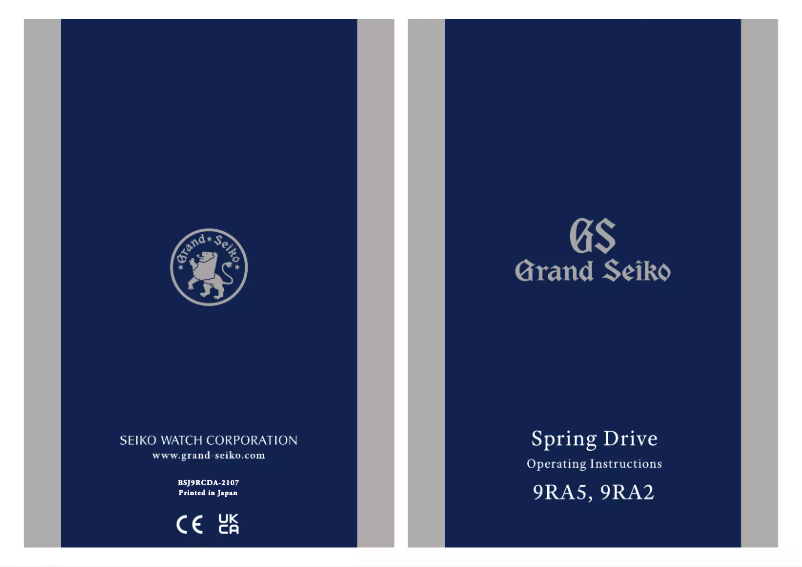 Page n°1 - Manuel utilisateur Grand Seiko 9RA2