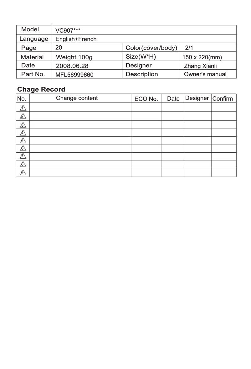 Página 1 del manual Manual de usuario LG VC9073MR