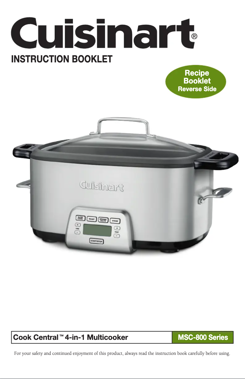 Page 1 de la notice Manuel utilisateur Cuisinart MSC-800