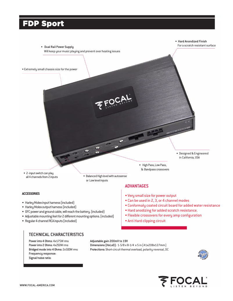 Page 1 of the manual Technical Sheet Focal FDP Sport