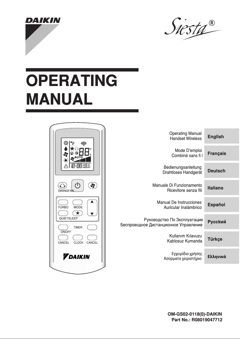 Page 1 de la notice Manuel utilisateur Daikin ATXC25AV1B