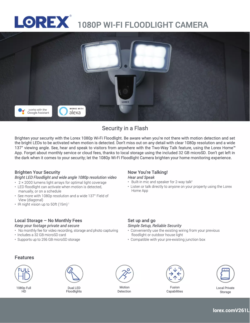 Page n°1 - Fiche technique Lorex V261LCD-E