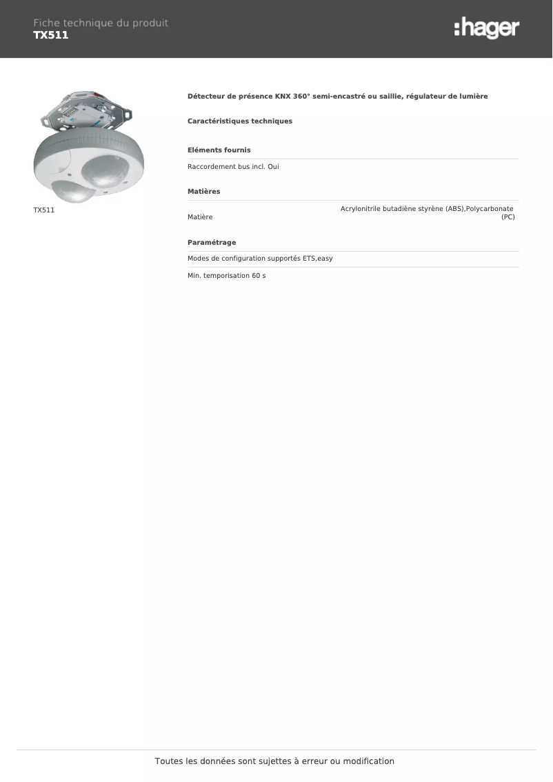 Image de la première page du manuel de l'appareil TX511