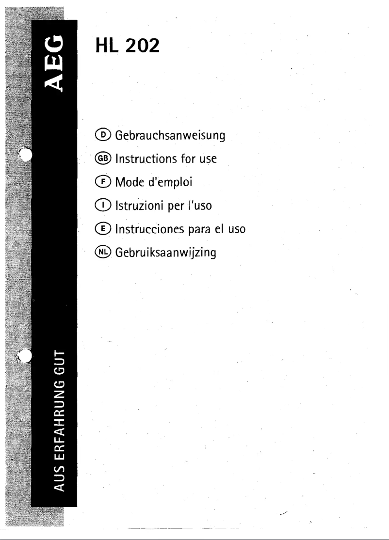 Page 1 de la notice Manuel utilisateur AEG HL 202