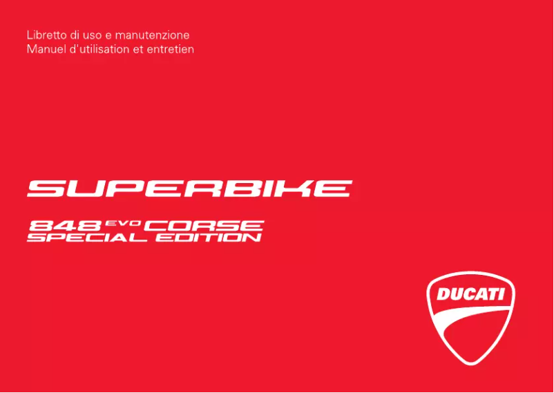 Page 1 de la notice Manuel utilisateur Ducati 848evo Corse SE (2013)