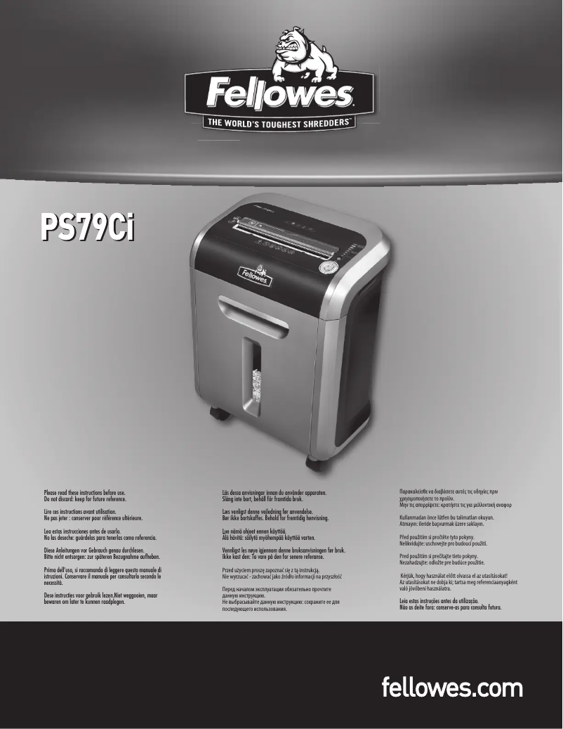 Page 1 de la notice Manuel utilisateur Fellowes Intellishred PS-79Ci