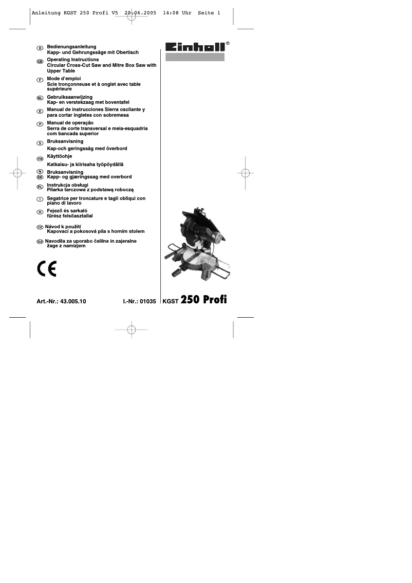 Page 1 de la notice Manuel utilisateur Einhell KGST 250 Profi