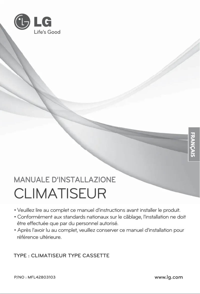 Page 1 de la notice Guide d'installation LG ARNU09GTRC2